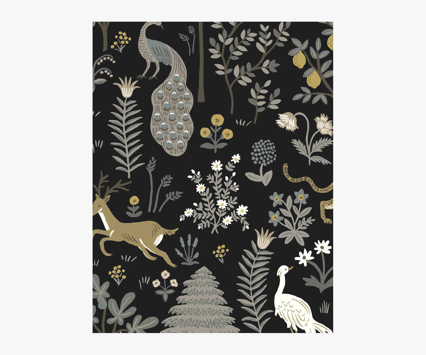 Menagerie Wallpaper Sample - Black - Peel and Stick Wallpaper