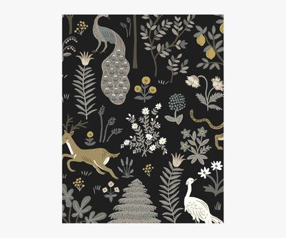 Menagerie Wallpaper Sample - Black - Peel and Stick Wallpaper