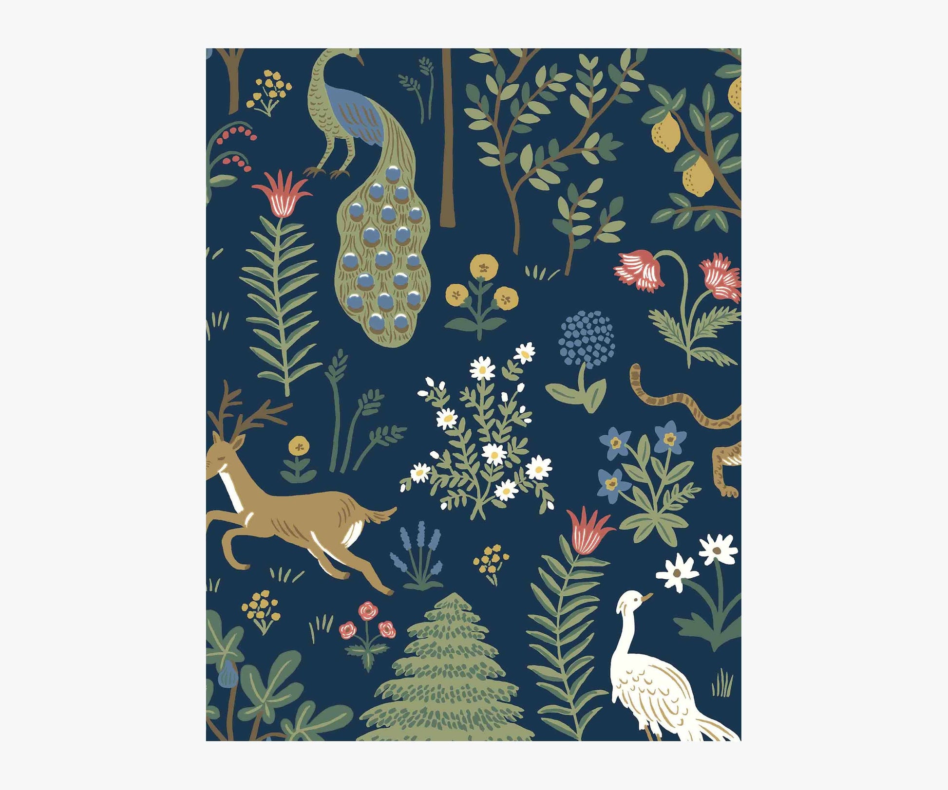 Menagerie Wallpaper Sample - Navy - Peel and Stick Wallpaper