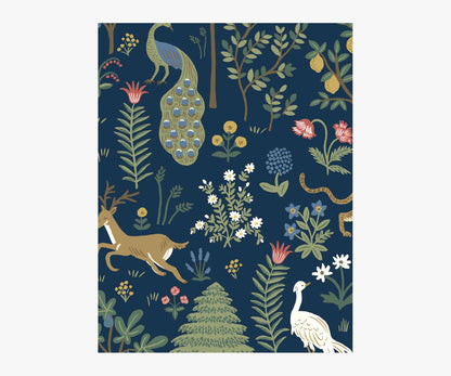 Menagerie Wallpaper Sample - Navy - Peel and Stick Wallpaper