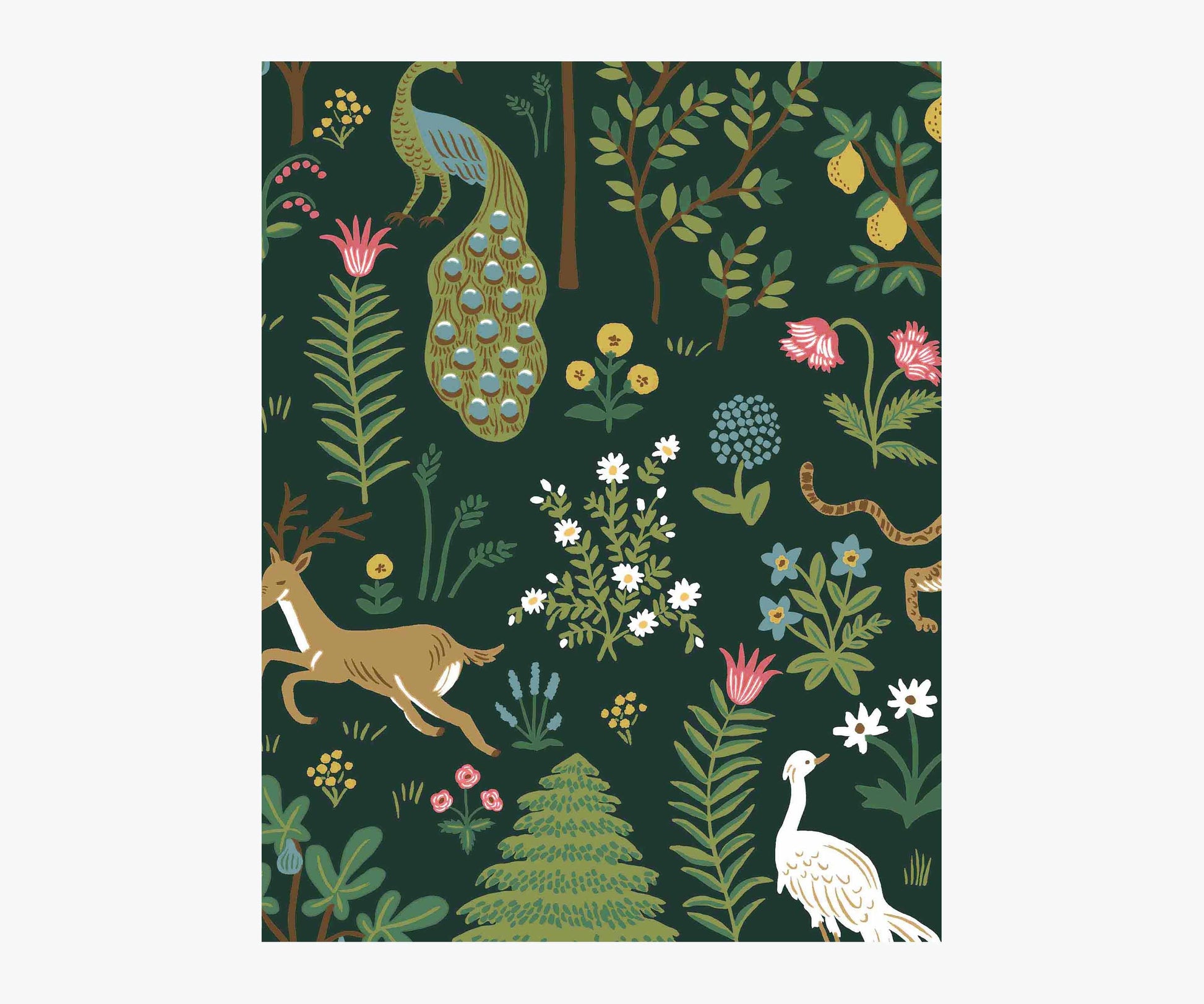 Menagerie Wallpaper Sample - Emerald - Peel and Stick Wallpaper