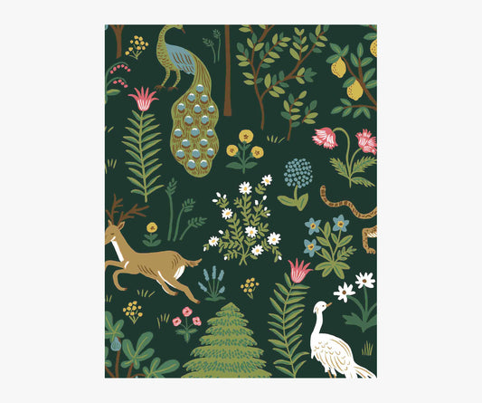 Menagerie Wallpaper Sample - Emerald - Peel and Stick Wallpaper