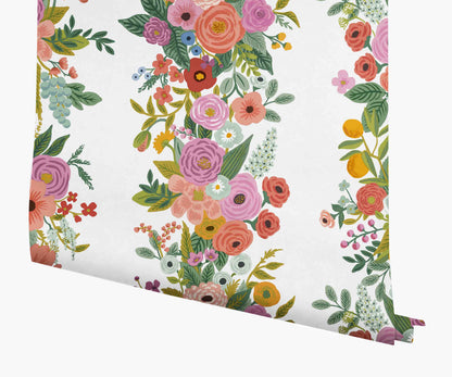 Garden Party Trellis Wallpaper - Rose Multi - Peel and Stick Wallpaper