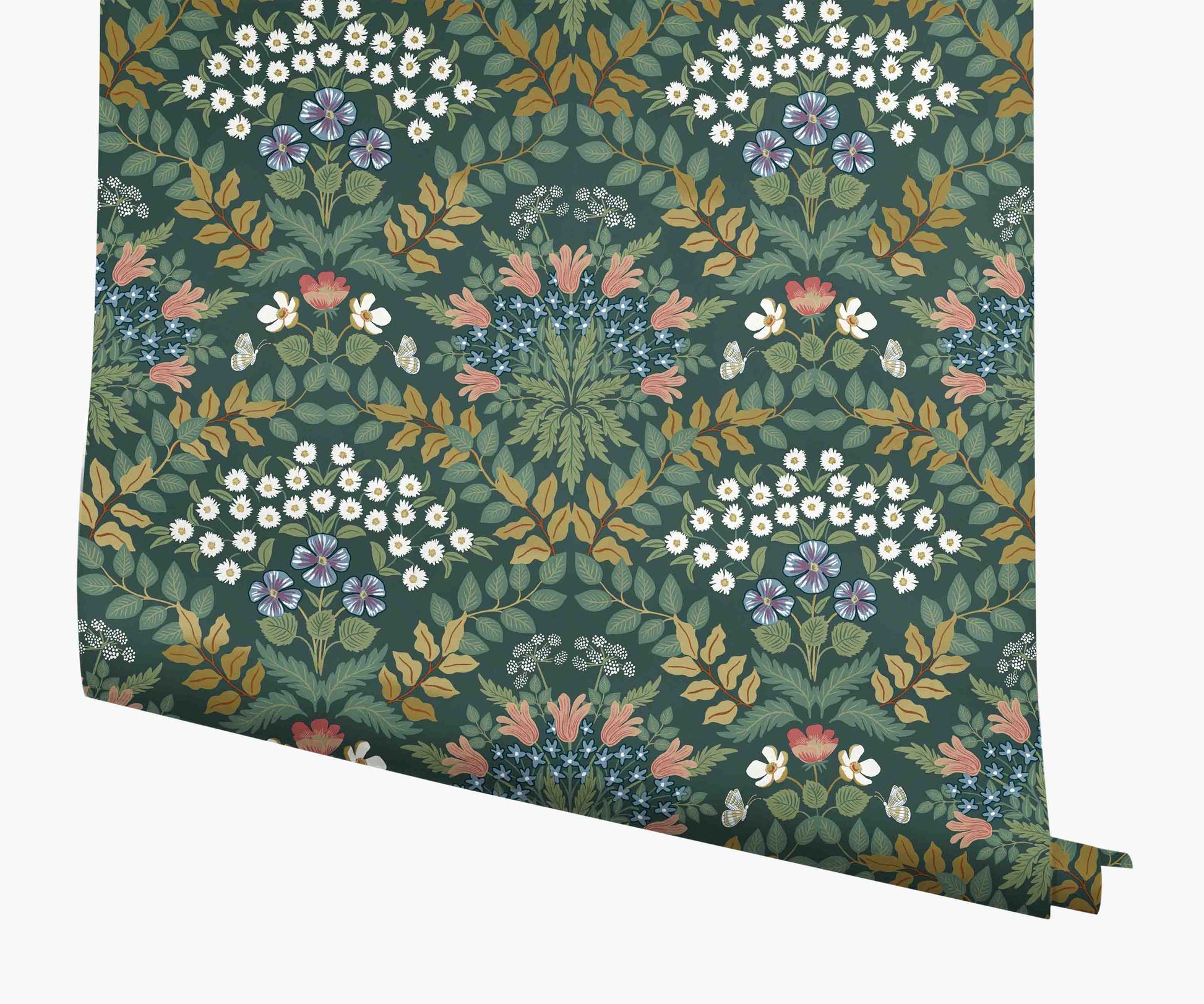 Bramble Wallpaper - Emerald - Peel and Stick Wallpaper