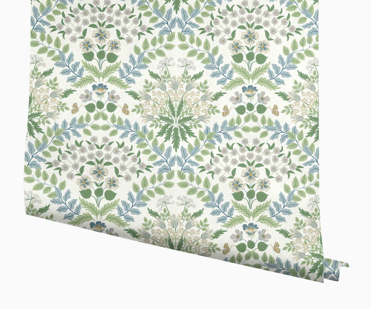 Bramble Wallpaper - Blue & Green - Peel and Stick Wallpaper