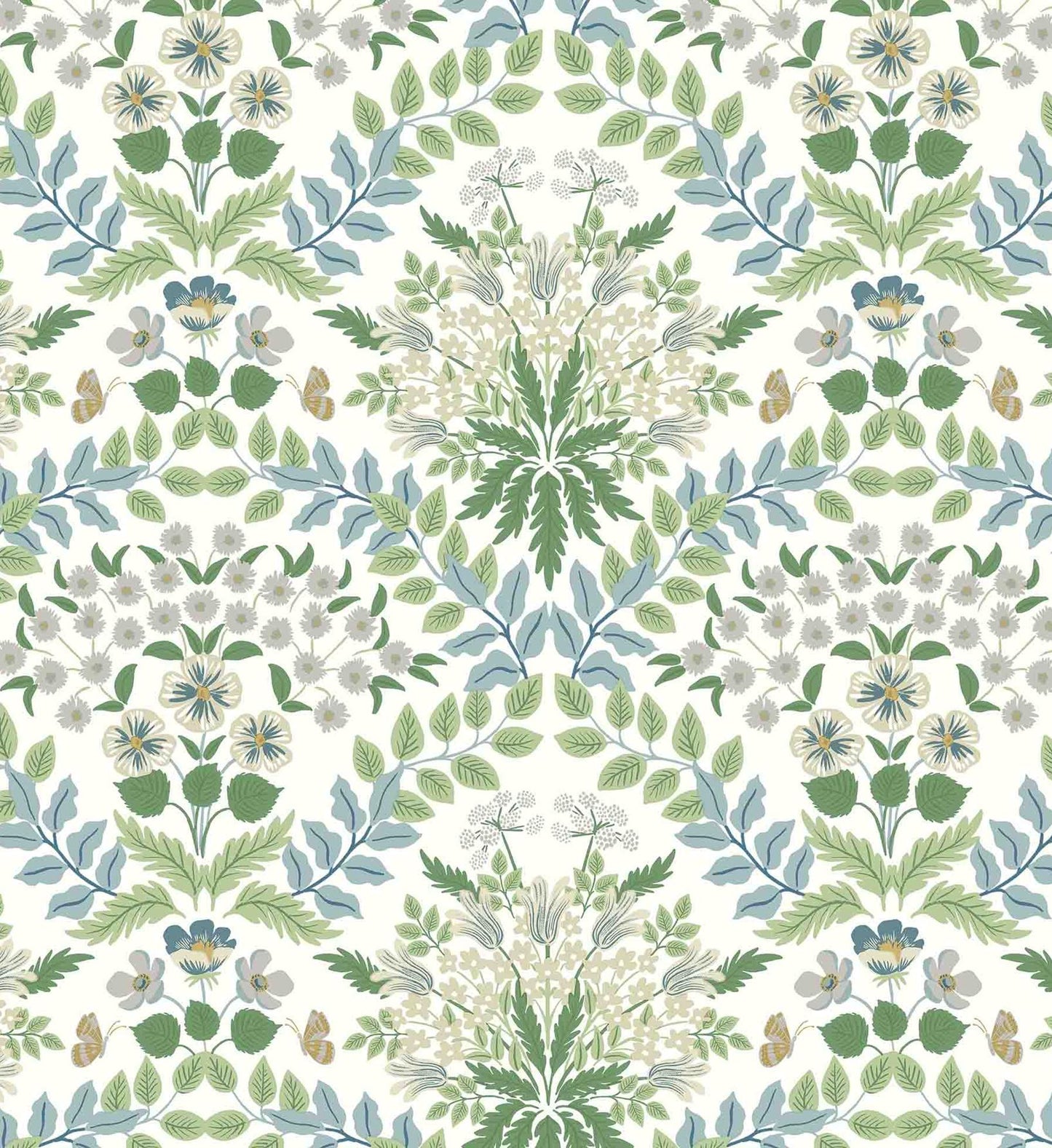 Bramble Wallpaper - Blue & Green