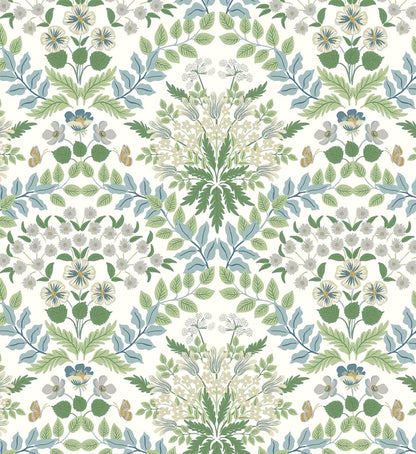 Bramble Wallpaper - Blue & Green