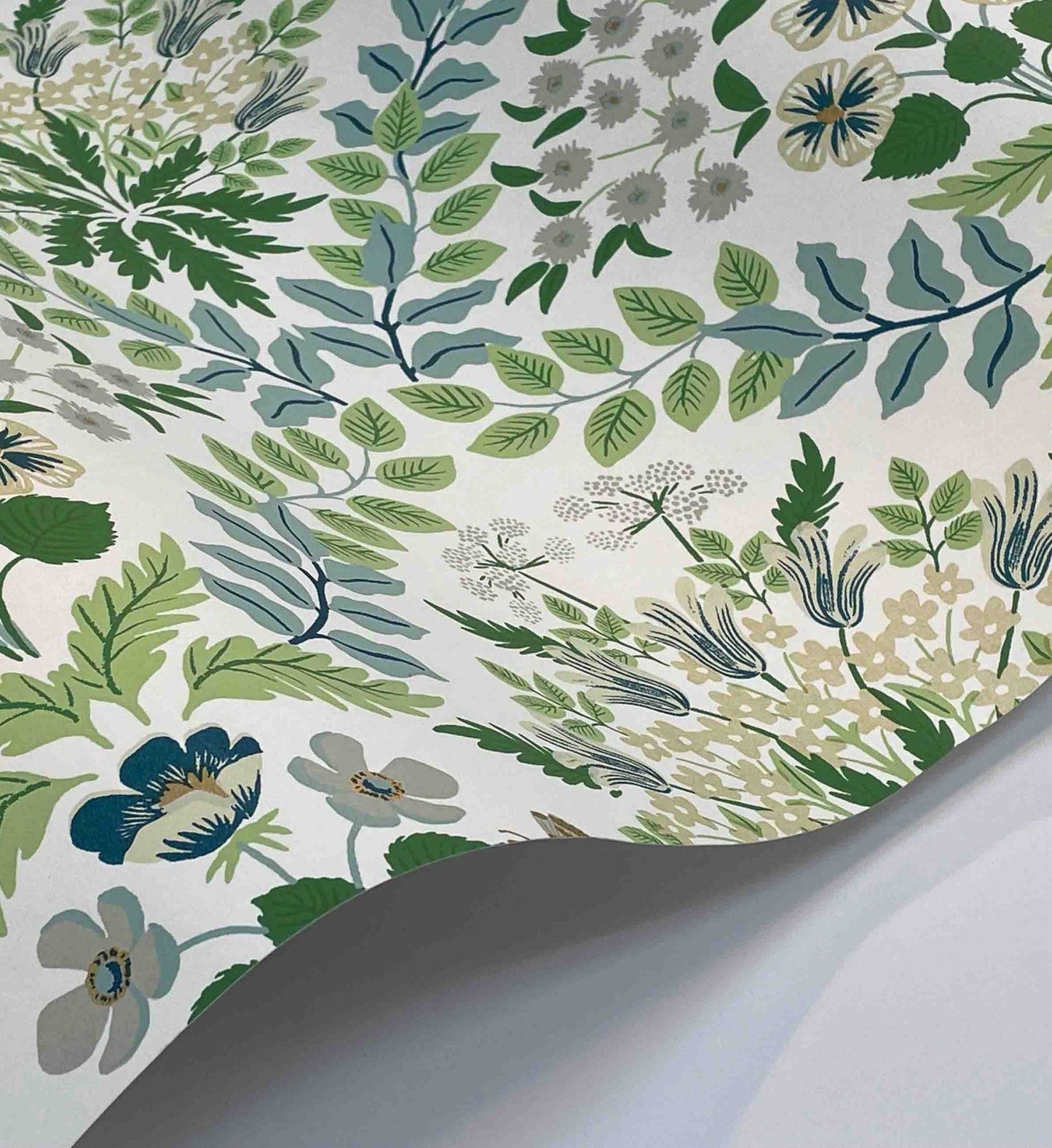 Bramble Wallpaper - Blue & Green