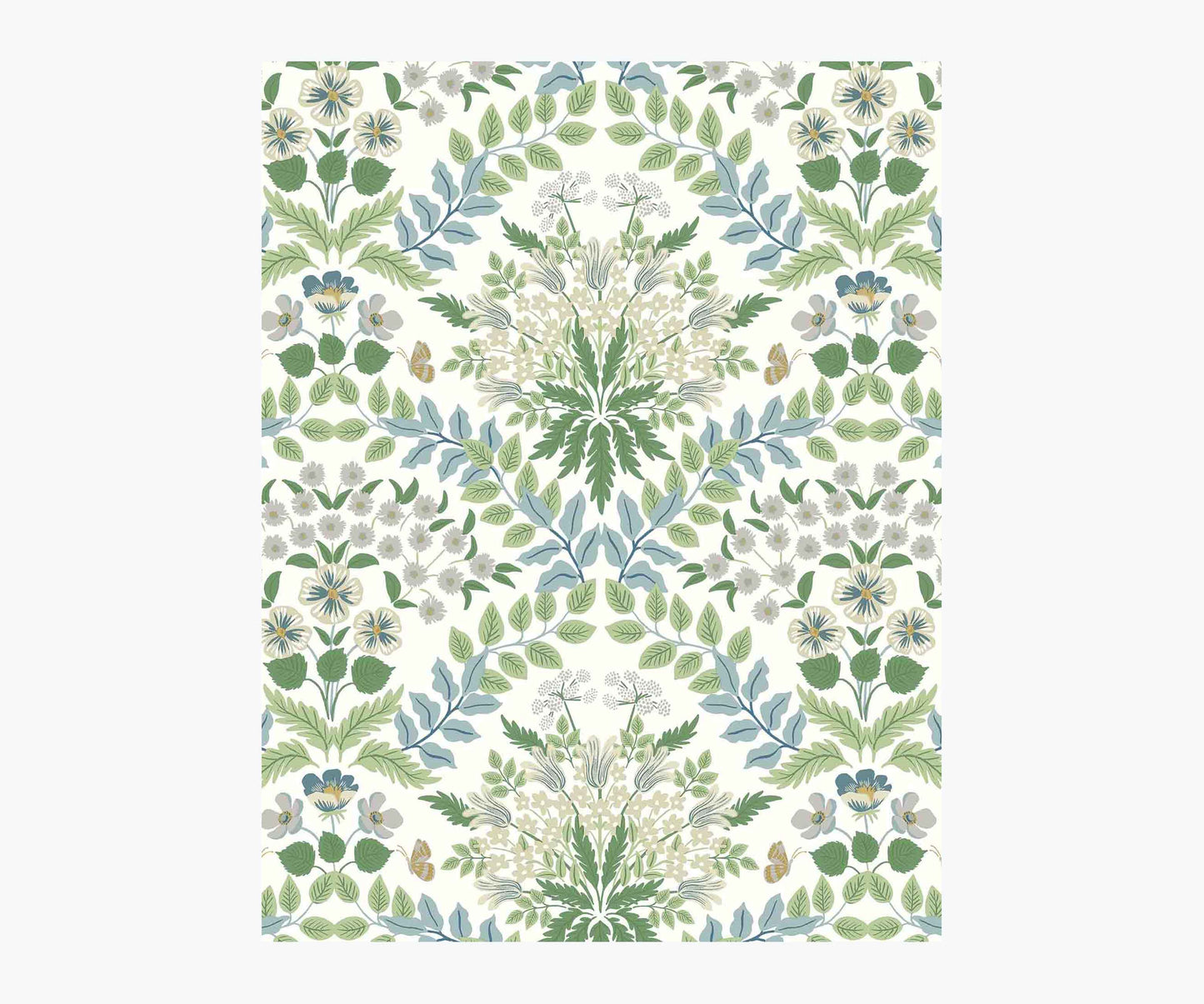 Bramble Wallpaper Sample - Blue & Green - Peel and Stick Wallpaper