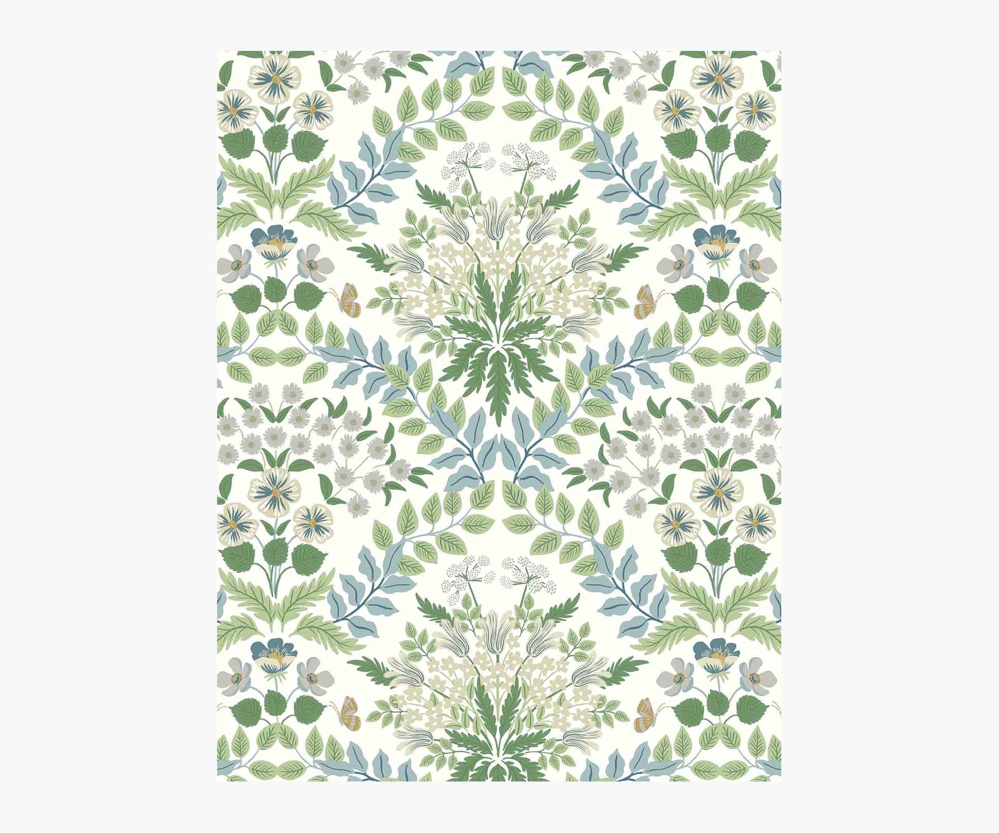 Bramble Wallpaper Sample - Blue & Green - Peel and Stick Wallpaper