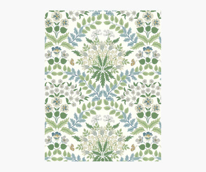 Bramble Wallpaper Sample - Blue & Green - Peel and Stick Wallpaper