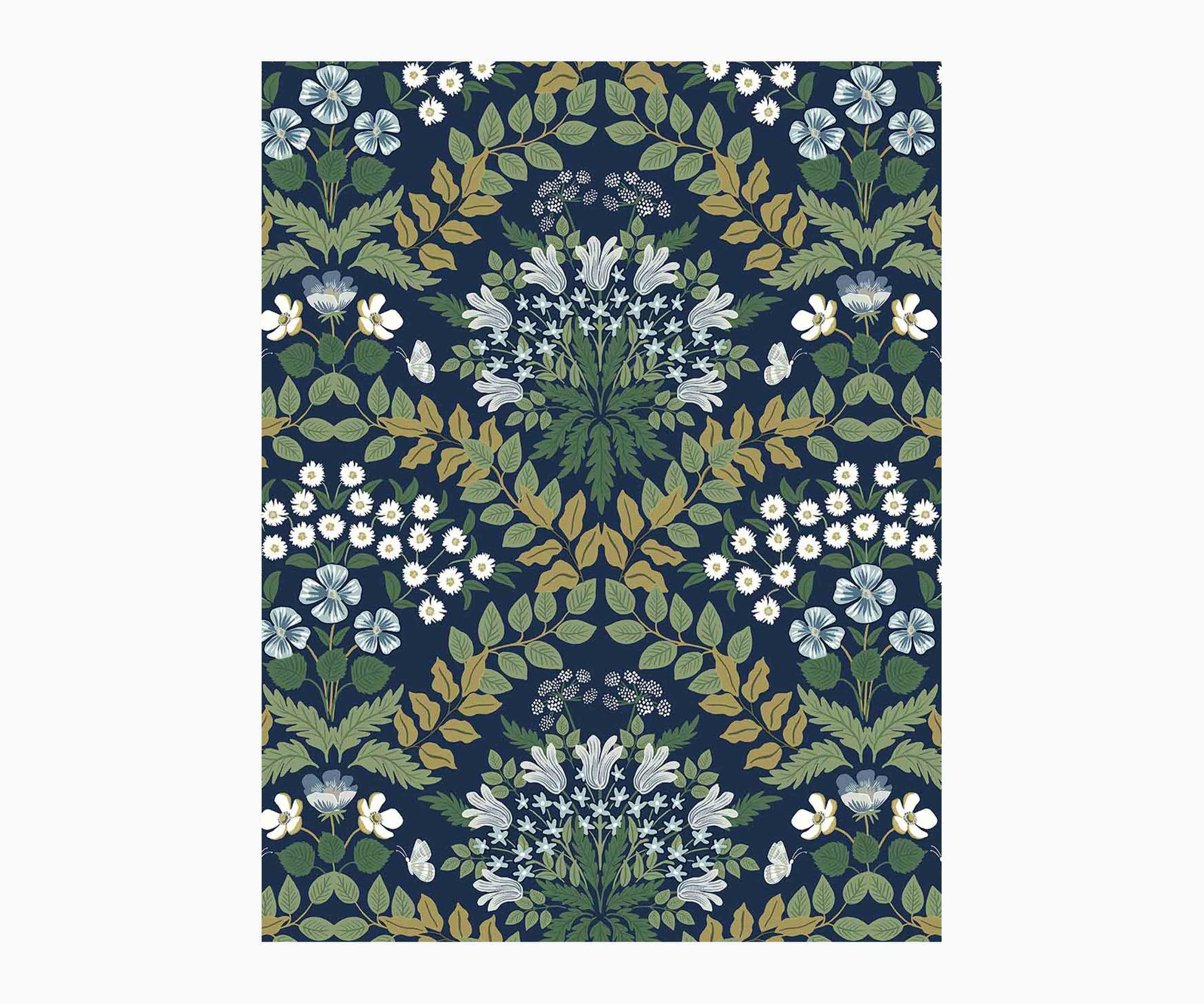 Bramble Wallpaper Sample - Navy - Peel and Stick Wallpaper