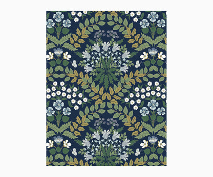 Bramble Wallpaper Sample - Navy - Peel and Stick Wallpaper