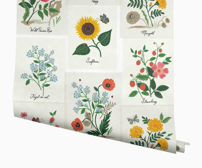 Botanical Prints Wallpaper - White - Peel and Stick Wallpaper