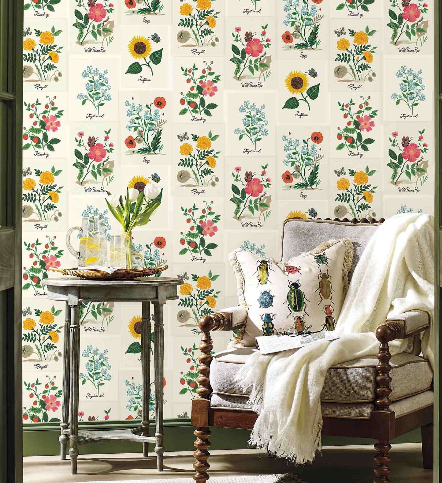 Botanical Prints Wallpaper - White