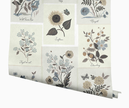 Botanical Prints Wallpaper - Linen - Peel and Stick Wallpaper