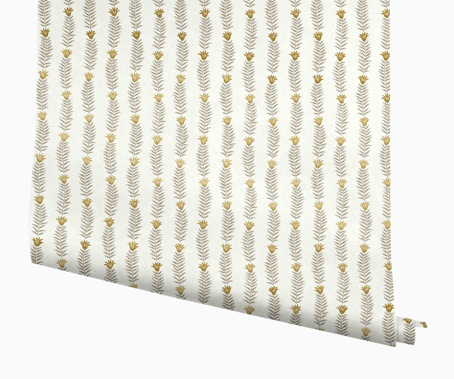 Eden Wallpaper - White & Metallic Gold - Peel and Stick Wallpaper