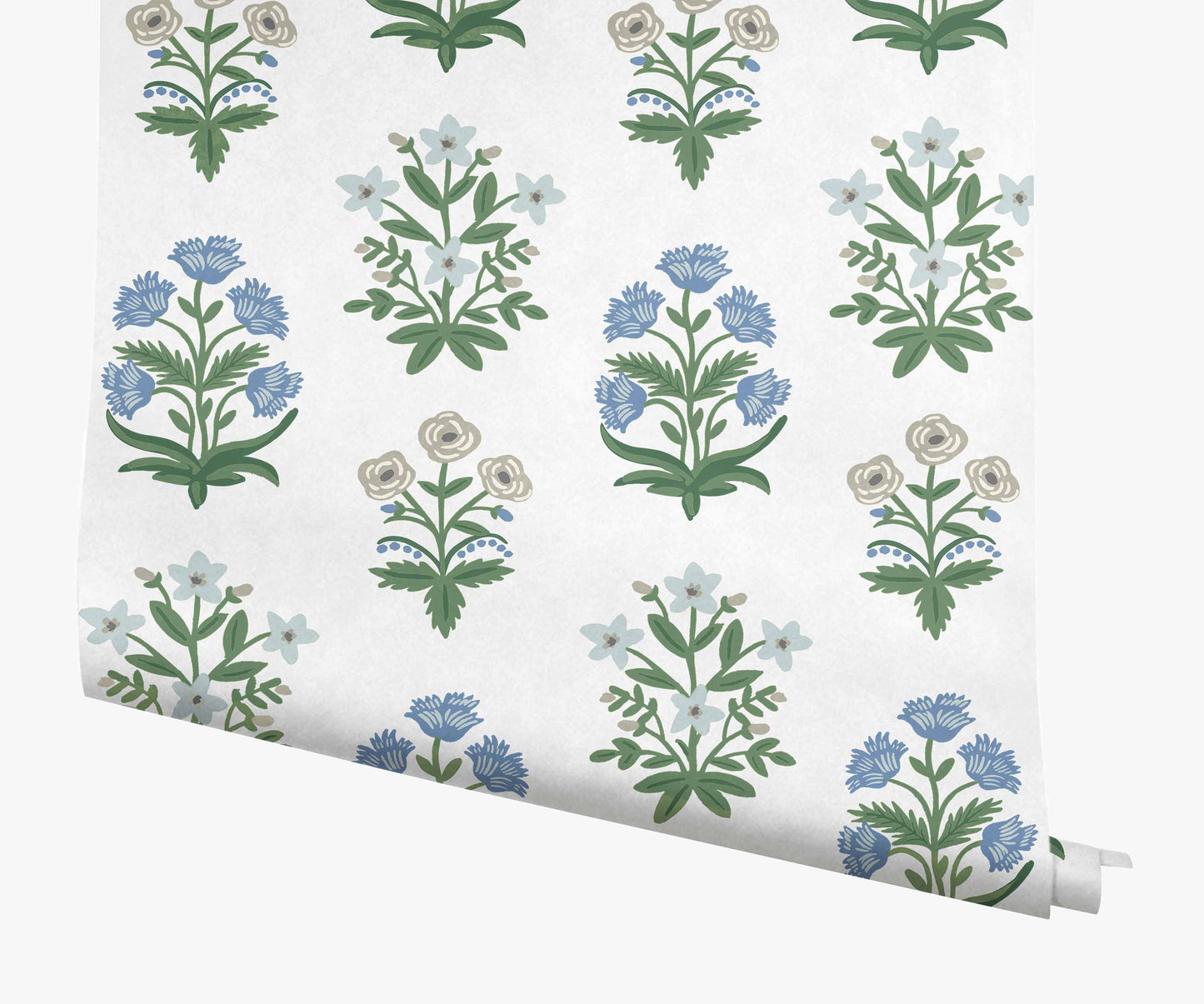 Mughal Rose Wallpaper - Indigo - Porcelain Coffee Mug
