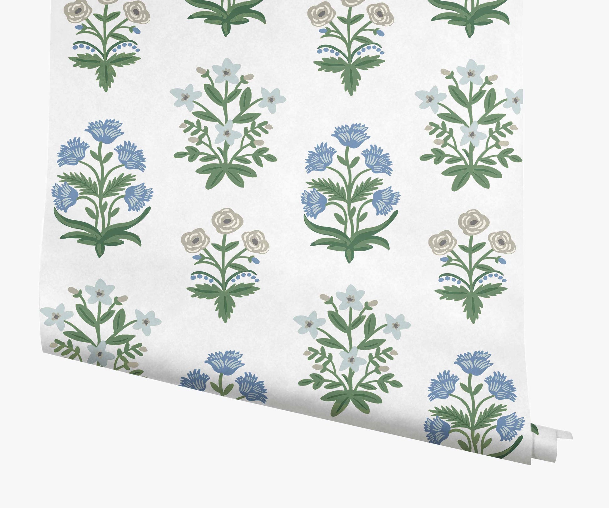 Mughal Rose Wallpaper - Indigo - Porcelain Coffee Mug