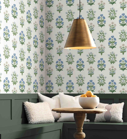 Mughal Rose Wallpaper - Indigo
