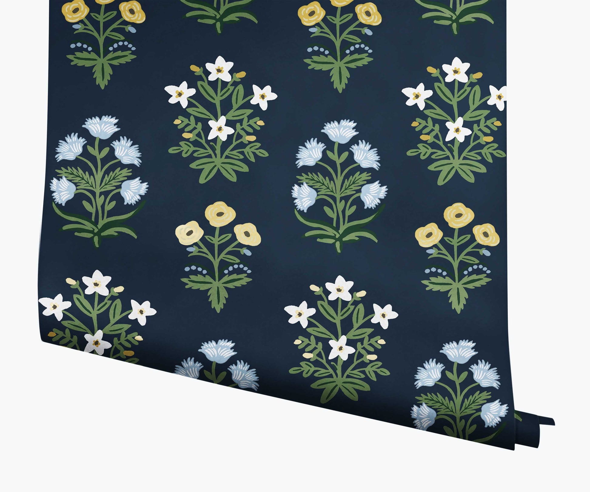 Mughal Rose Wallpaper - Navy - Porcelain Coffee Mug