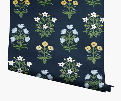 Mughal Rose Wallpaper - Navy - Porcelain Coffee Mug