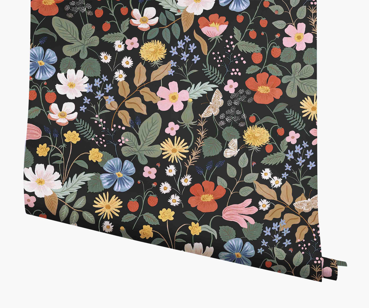 Strawberry Fields Wallpaper - Black - Peel and Stick Wallpaper