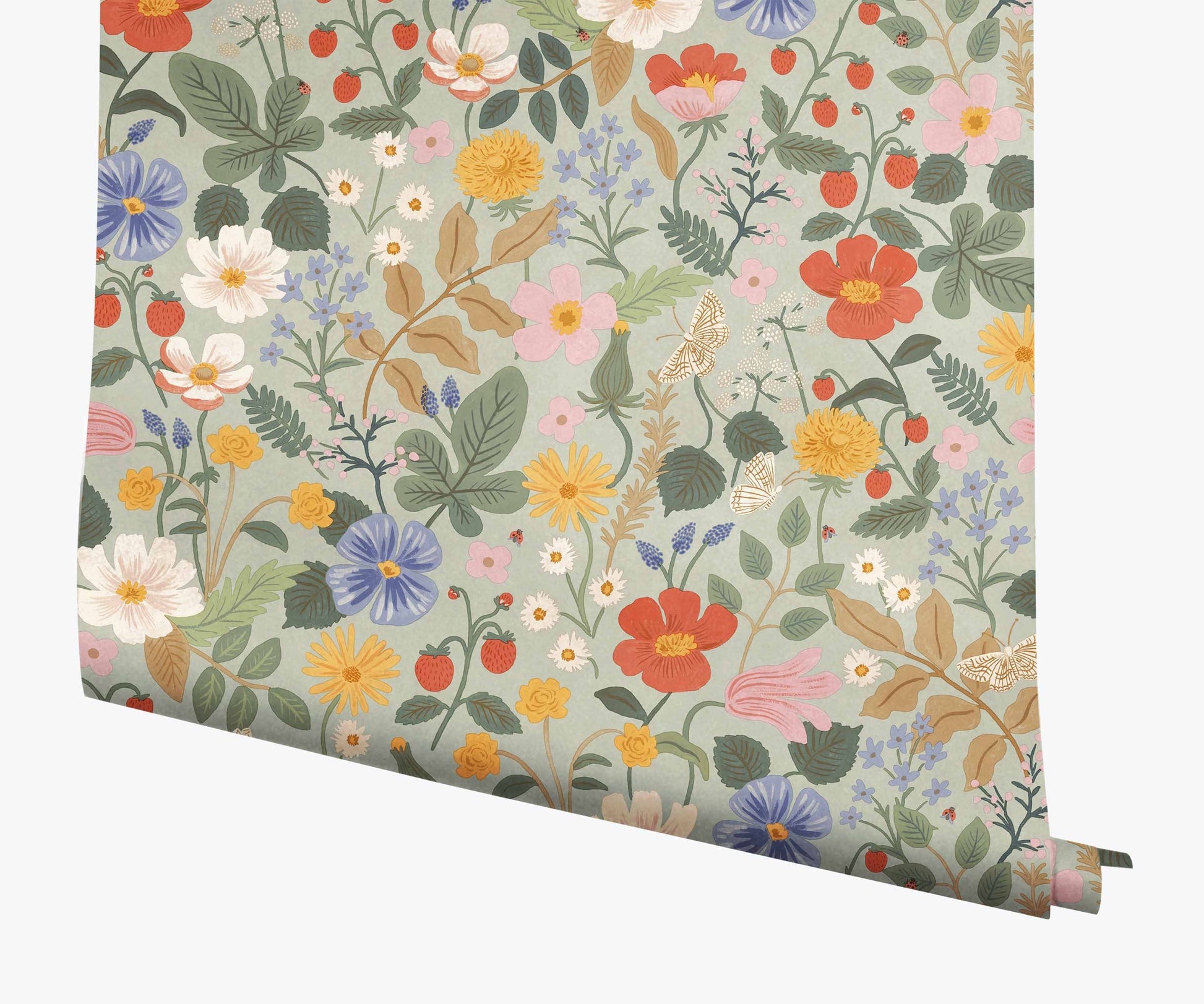 Strawberry Fields Wallpaper - Mint - Peel and Stick Wallpaper