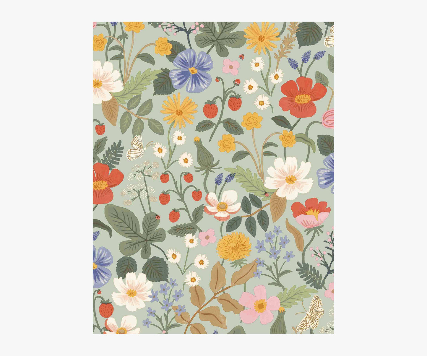 Strawberry Fields Wallpaper Sample - Mint - Peel and Stick Wallpaper
