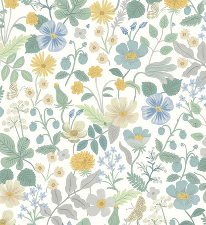 Strawberry Fields Wallpaper - Blue & Green