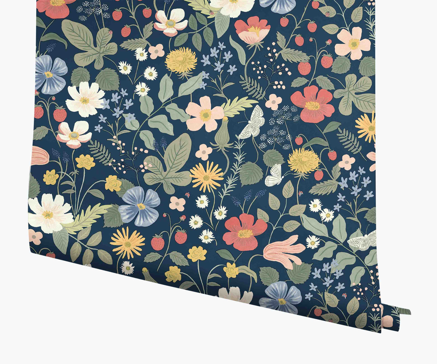 Strawberry Fields Wallpaper - Navy - Peel and Stick Wallpaper