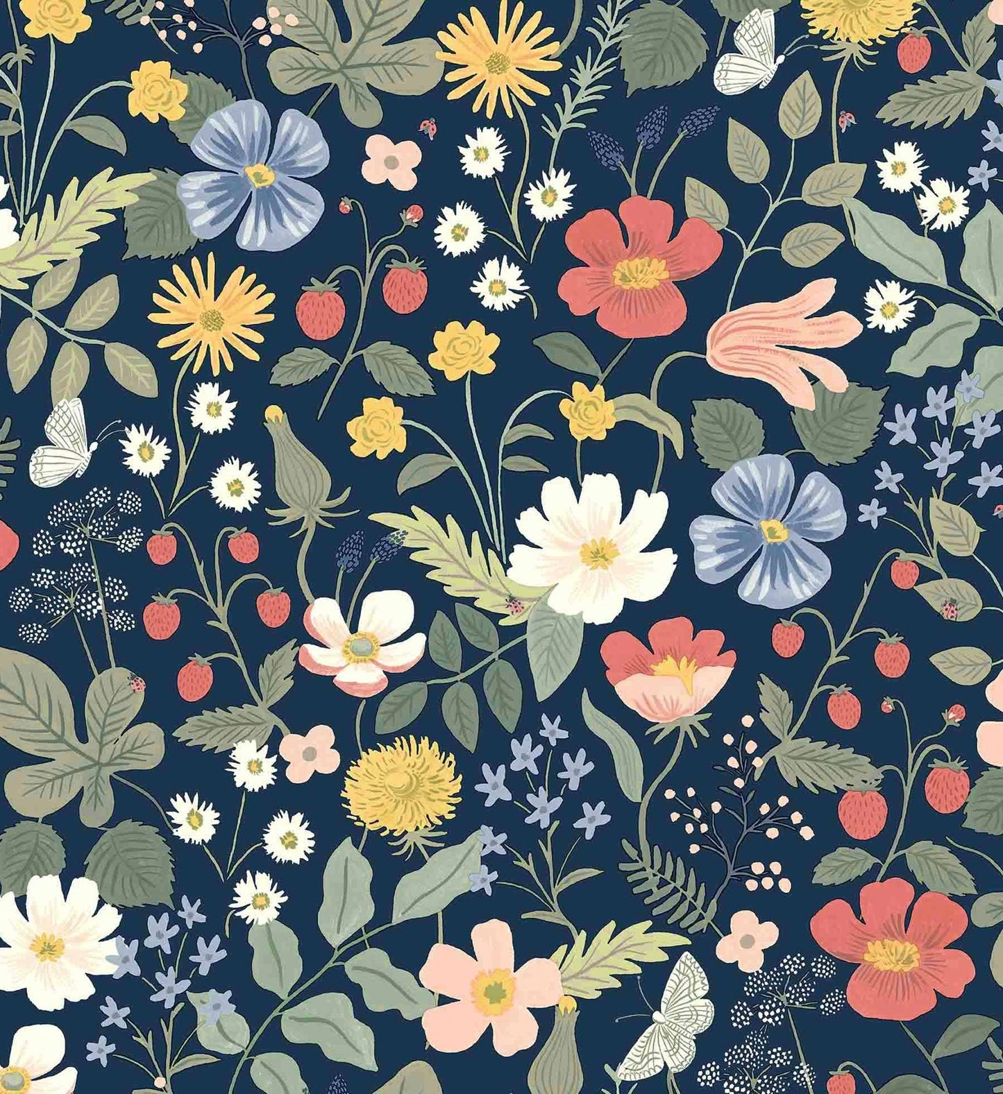 Strawberry Fields Wallpaper - Navy