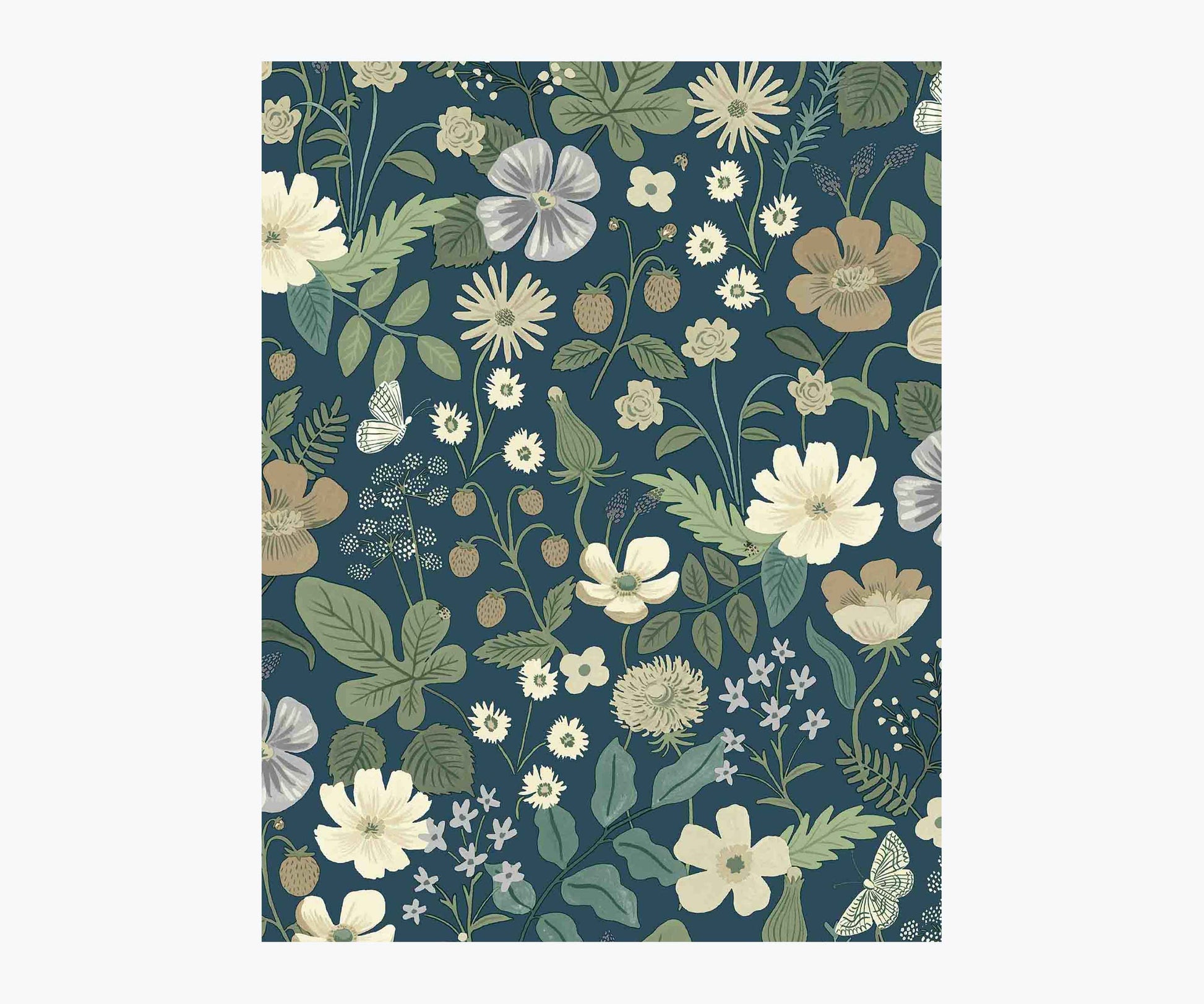 Strawberry Fields Wallpaper Sample - Teal - Peel and Stick Wallpaper