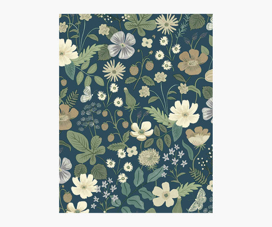 Strawberry Fields Wallpaper Sample - Teal - Peel and Stick Wallpaper