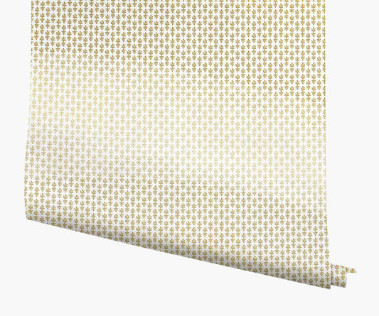 Petal Wallpaper - White & Metallic Gold - Peel and Stick Wallpaper