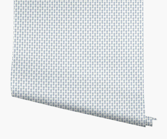 Petal Wallpaper - White & Blue - Peel and Stick Wallpaper