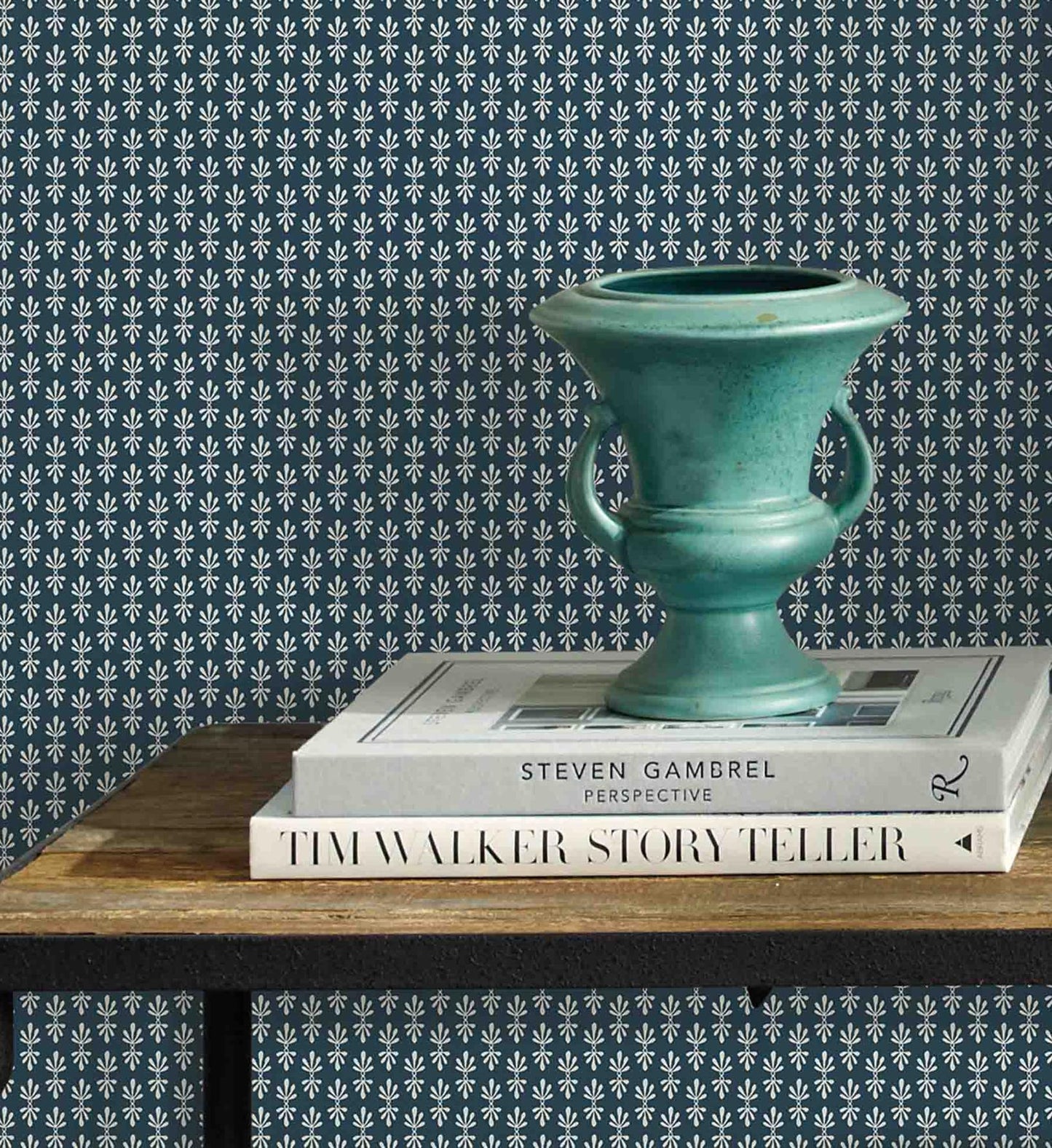 Petal Wallpaper - Teal & White