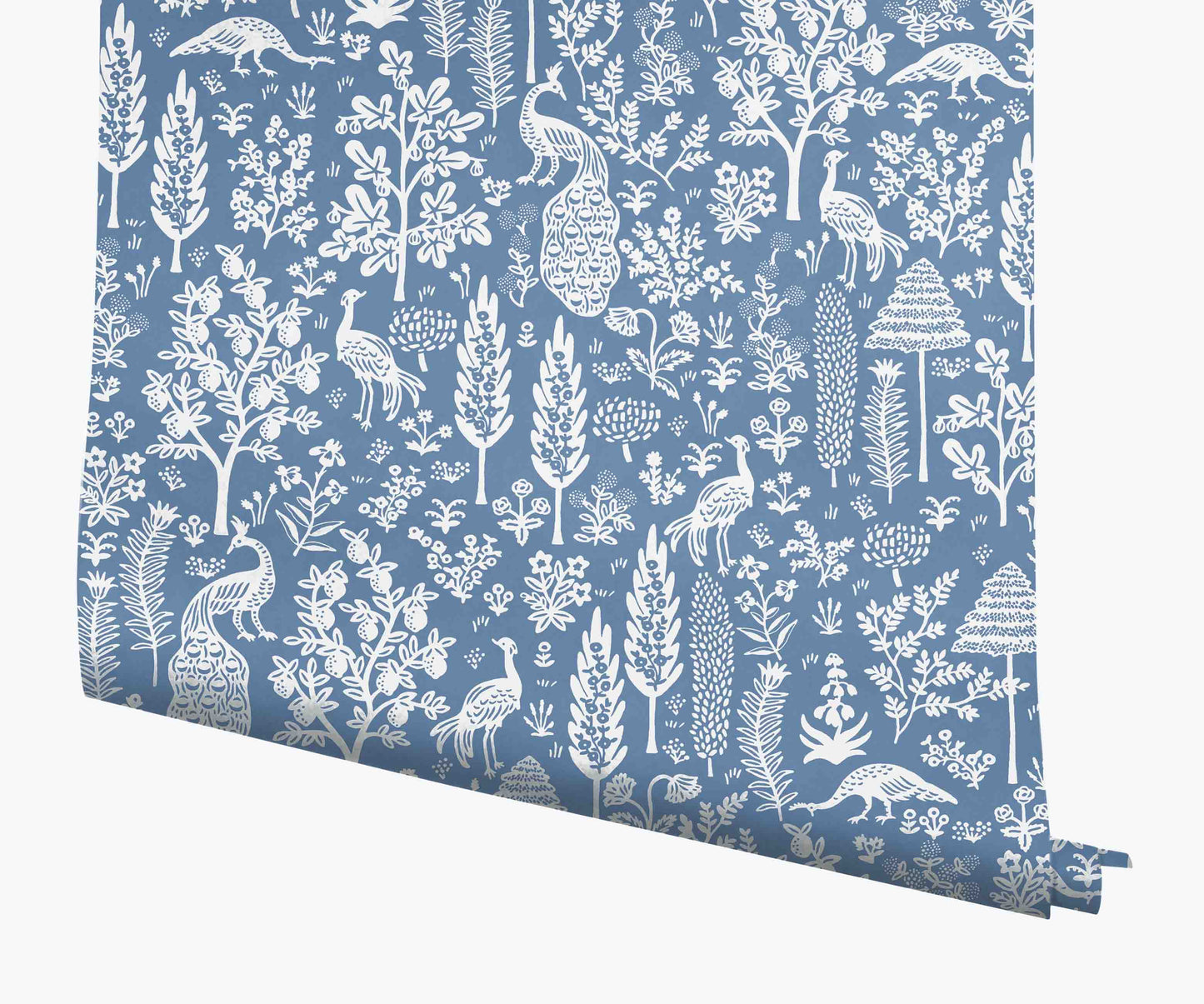 Menagerie Toile Wallpaper - Blue & White - Peel and Stick Wallpaper