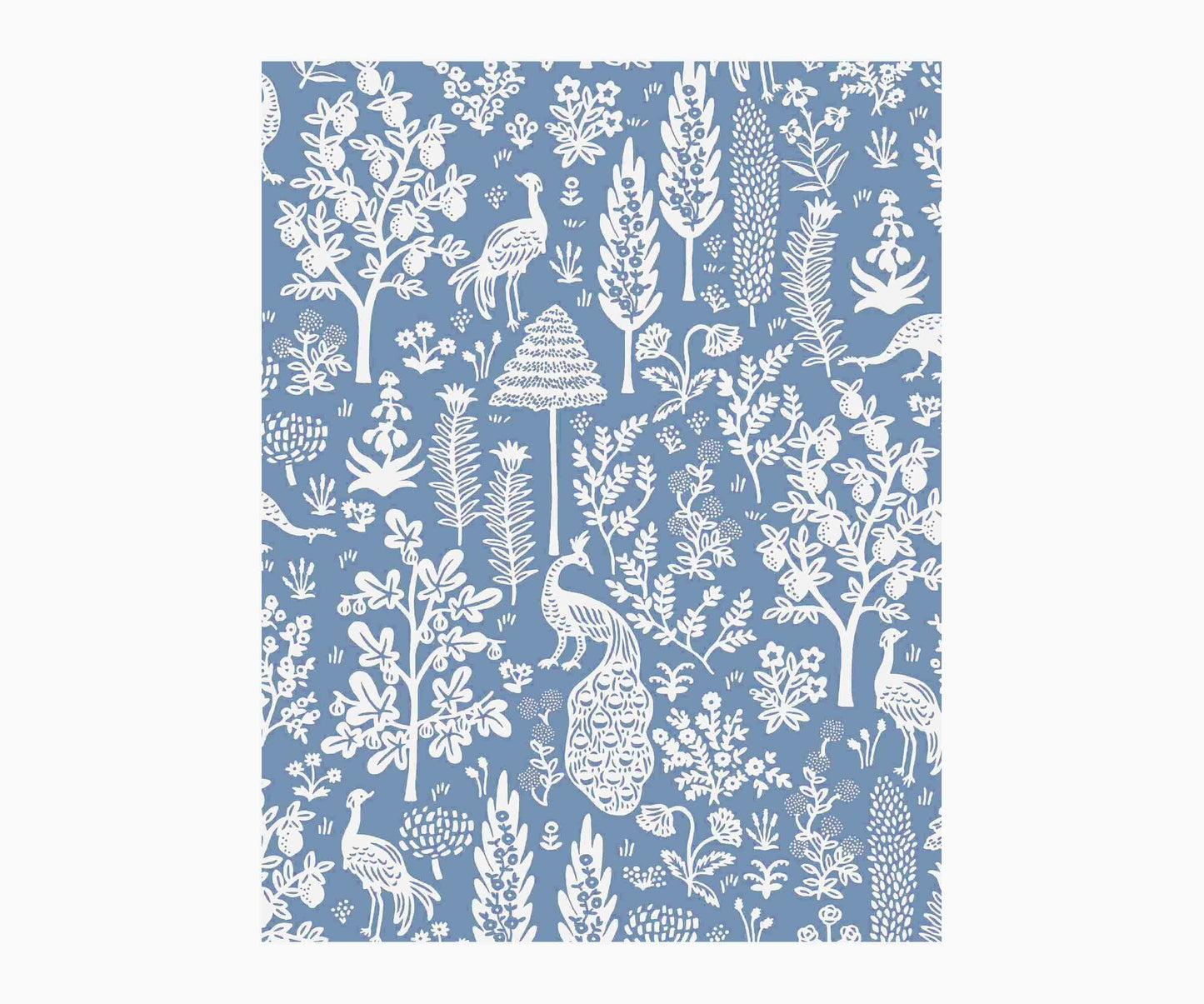 Menagerie Toile Wallpaper Sample - Blue & White - Peel and Stick Wallpaper