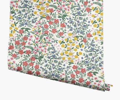 Wildwood Garden Wallpaper - White - Peel and Stick Wallpaper