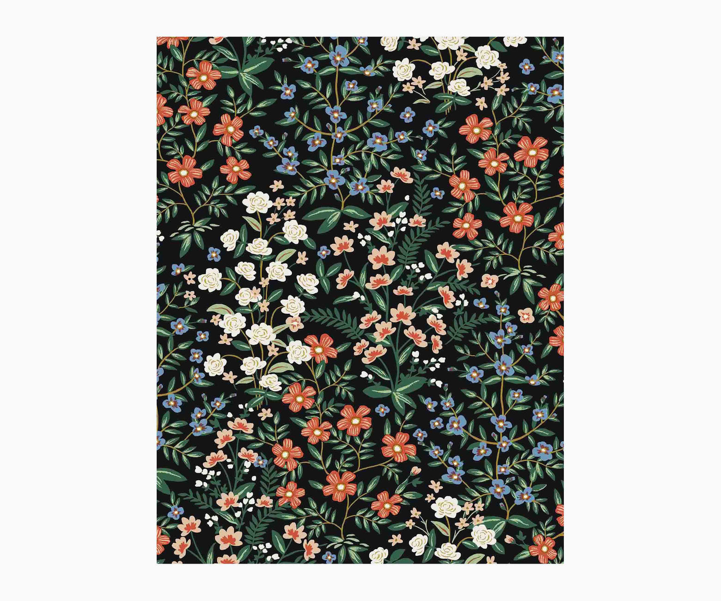 Wildwood Garden Wallpaper Sample - Black - Peel and Stick Wallpaper
