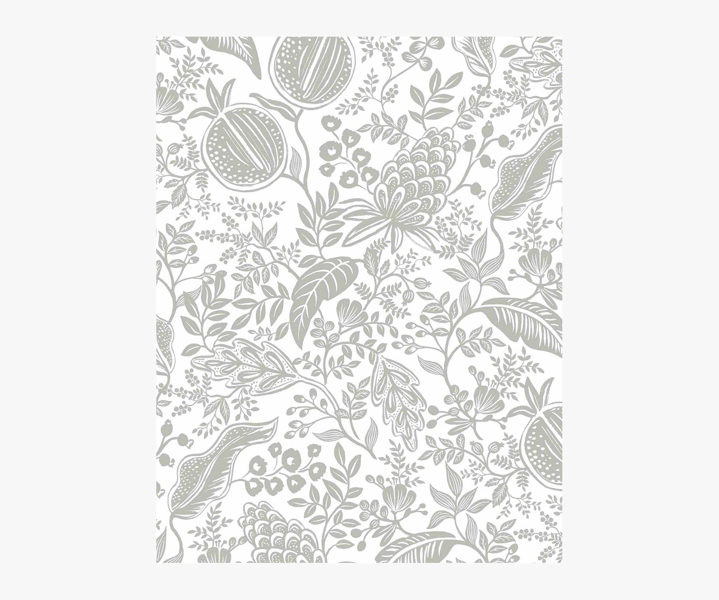Pomegranate Wallpaper Sample - White & Metallic Silver - Peel and Stick Wallpaper