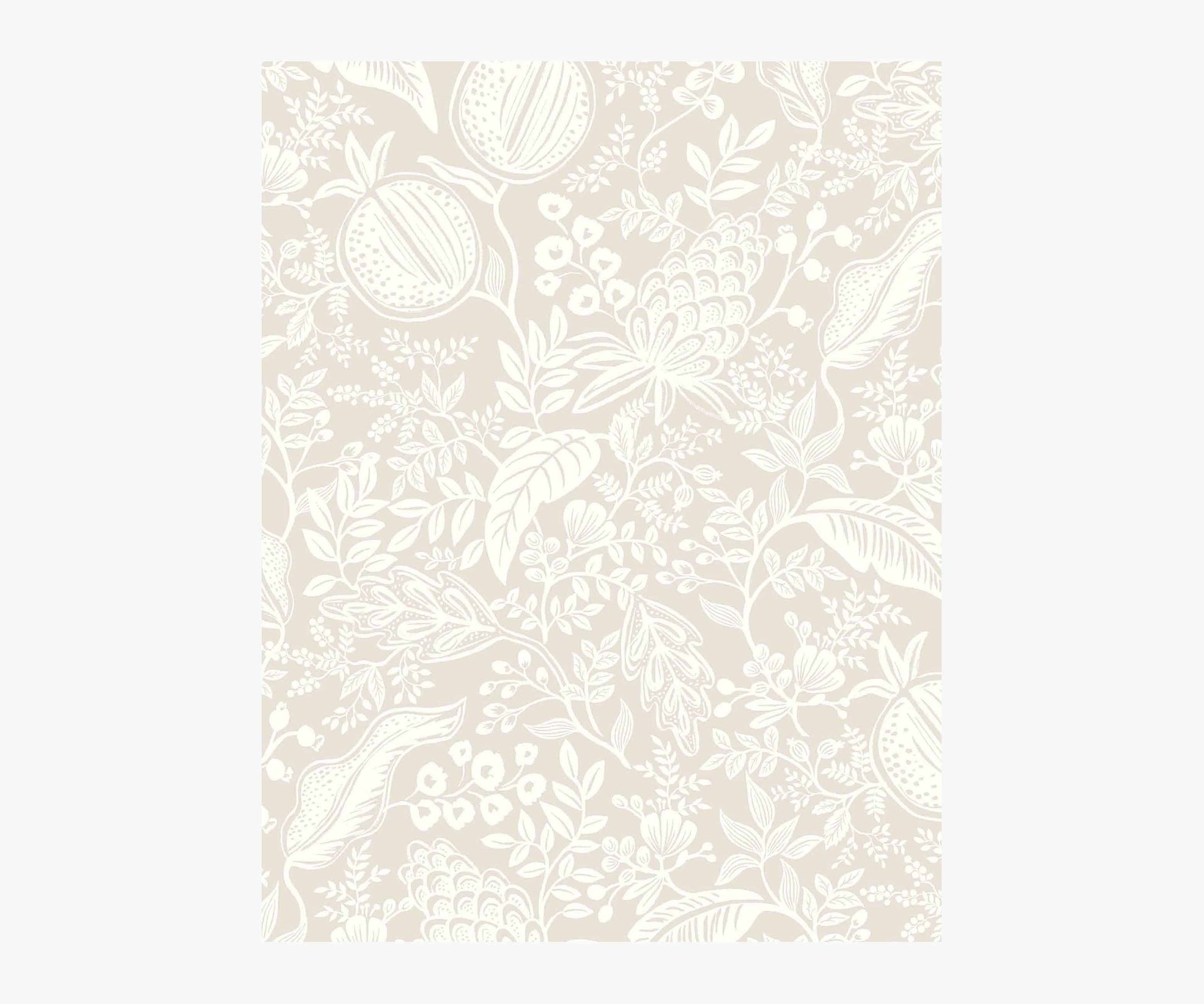 Pomegranate Wallpaper Sample - Beige & White - Peel and Stick Wallpaper