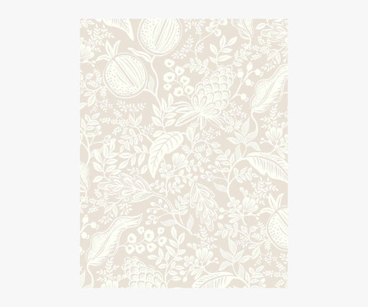 Pomegranate Wallpaper Sample - Beige & White - Peel and Stick Wallpaper