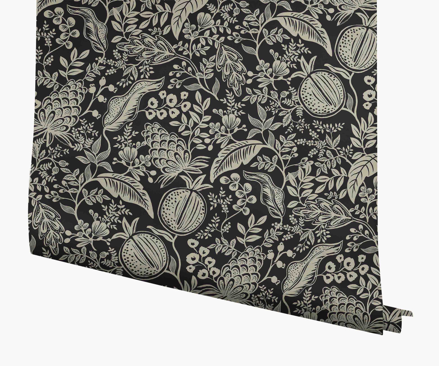 Pomegranate Wallpaper - Black & Linen - Peel and Stick Wallpaper