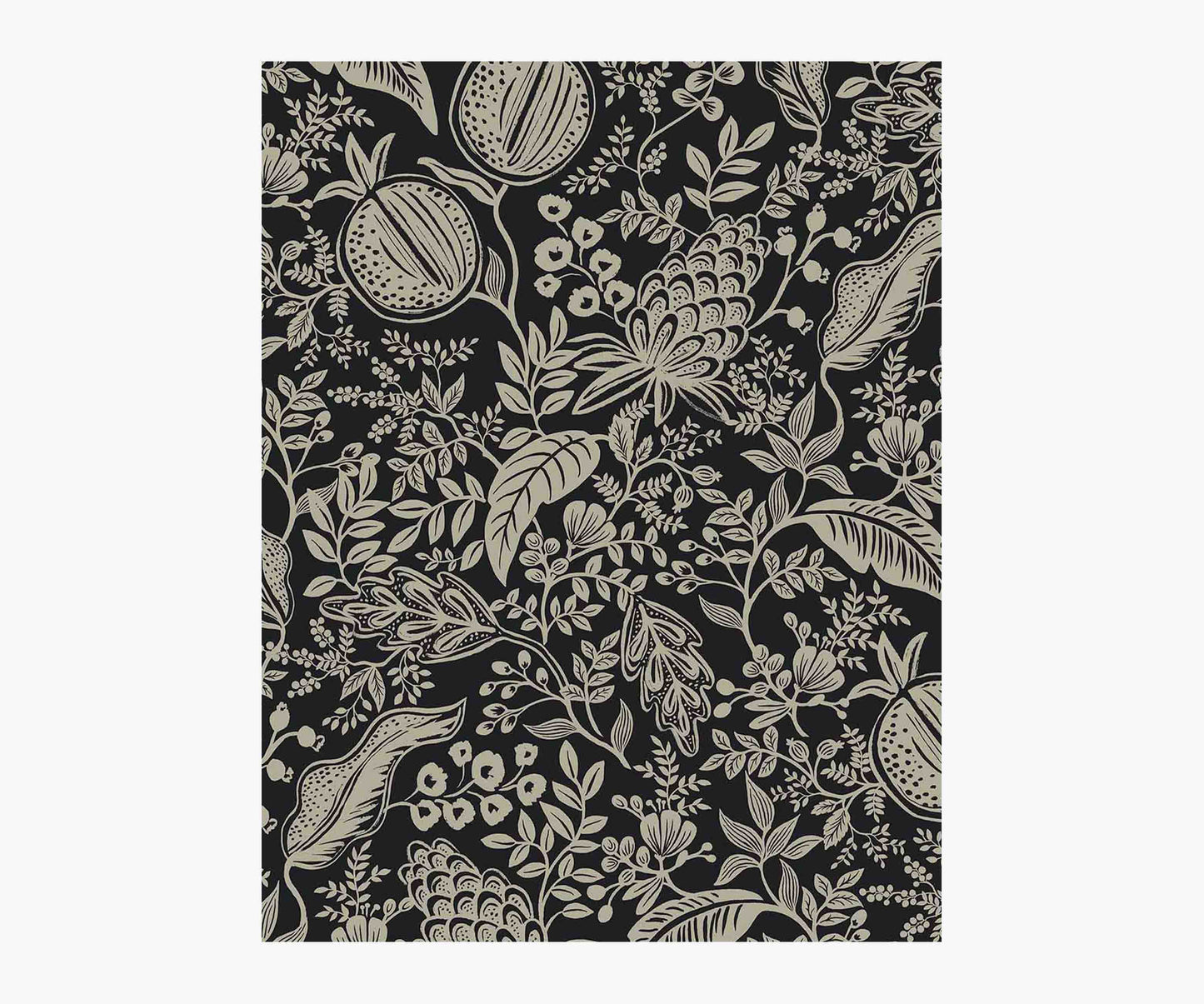 Pomegranate Wallpaper Sample - Black & Linen - Peel and Stick Wallpaper