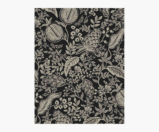 Pomegranate Wallpaper Sample - Black & Linen - Peel and Stick Wallpaper