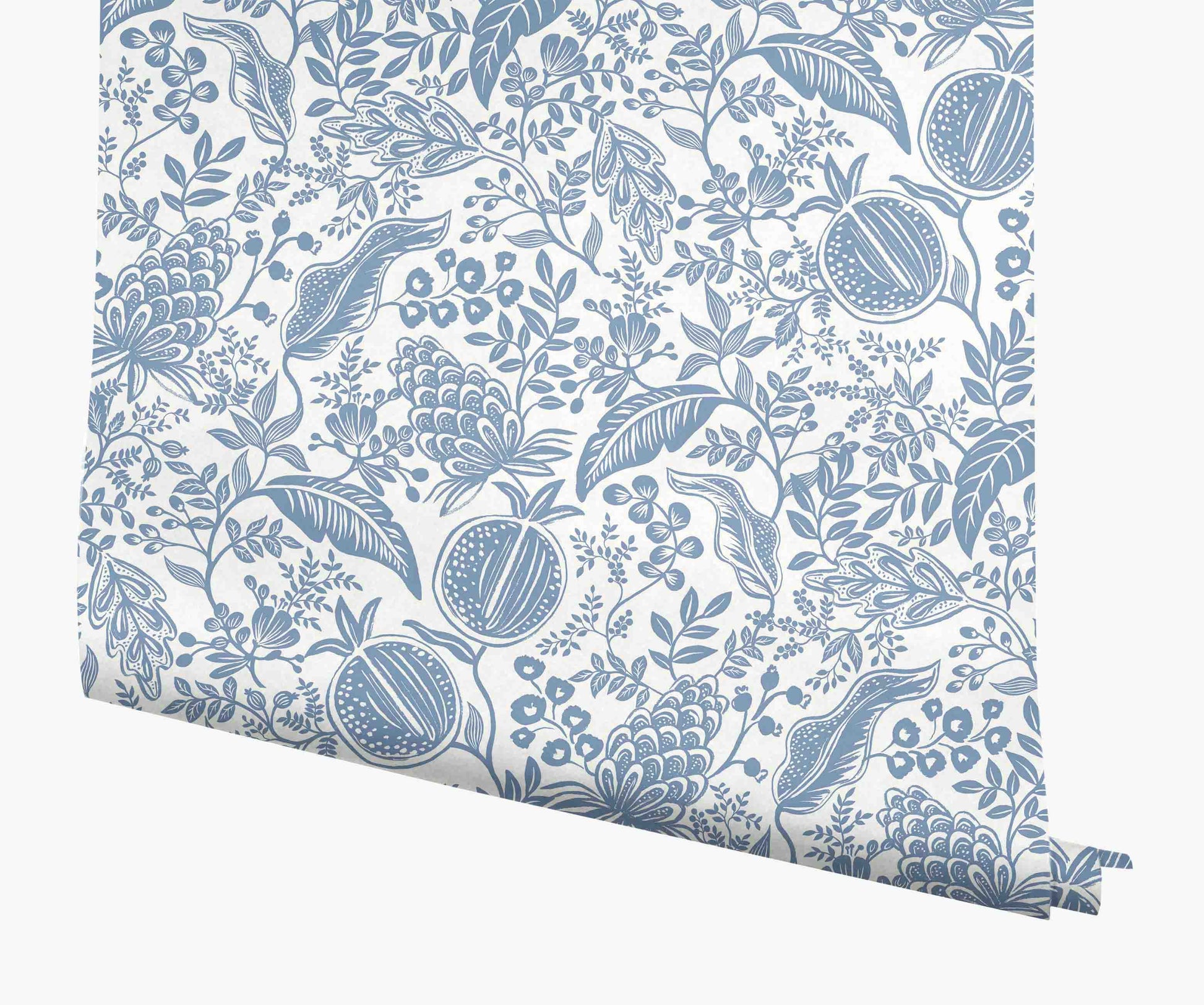 Pomegranate Wallpaper - White & Blue - Peel and Stick Wallpaper
