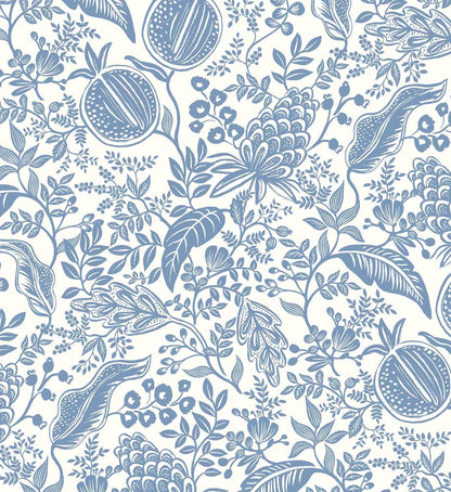 Pomegranate Wallpaper - White & Blue