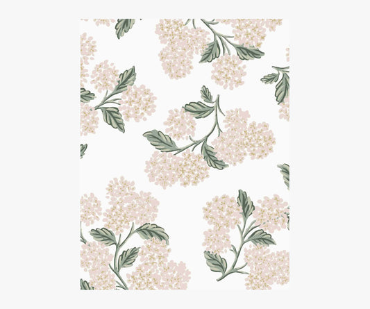 Hydrangea Wallpaper Sample - White & Blush - Peel and Stick Wallpaper